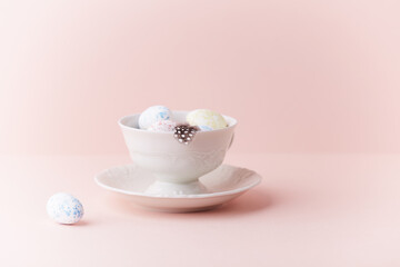 Easter Decoration on paper background. Soft focus. Copy space.