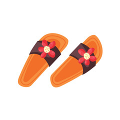 Beach flip-flops with flowers vector