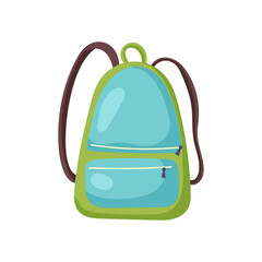 Vector green hiking backpack isolated