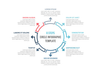 Circle diagram template with eight elements, infographic template for web, business, presentations