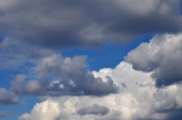 Winter harsh blue sky and white clouds

