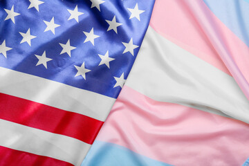 Obraz premium Transgender and USA flags as background