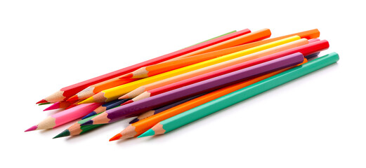 Set of colorful pencils on white background