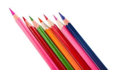 Set of colorful pencils on white background