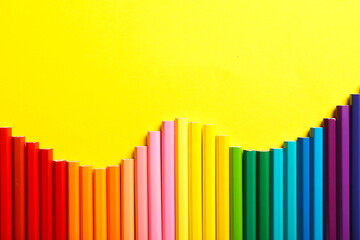 Obraz premium Composition with colorful pencils on color background