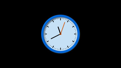 New blue clock isolated on black background, Circle clock isolated