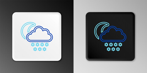 Line Cloud with snow and moon icon isolated on grey background. Cloud with snowflakes. Single weather icon. Snowing sign. Colorful outline concept. Vector