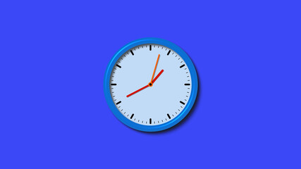 3d wall clock isolated, Blue color circle 3d wall clock