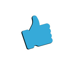 3d like thumb up symbol, social network sign, approve. Stock Vector illustration isolated on white background.