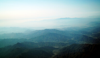 aerial view of mountains from airplane