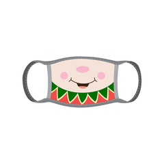 Reusable fabric facial mask with smiling mouth a flat cartoon vector illustration