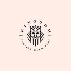 king face holy power elegant line art logo icon vector template