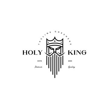 king face holy power elegant line art logo icon vector template