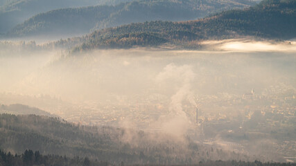 Gernsbach, the centre of the lower Murgtal, shrouded in fog during an inversion