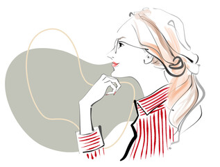 見つめる女性　寒色