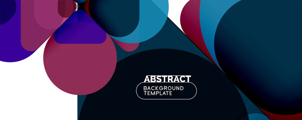 Flat geometric round shapes and dynamic lines, abstract background. Vector illustration for placards, brochures, posters and banners