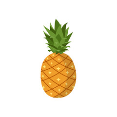 Cartoon icon or symbol of pineapple with leaves vector illustration isolated.