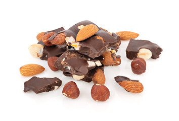 Heap of chocolate pieces and nuts