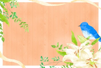 北欧風のお花と鳥のイラスト Wall Mural Wallpaper Murals Hirose
