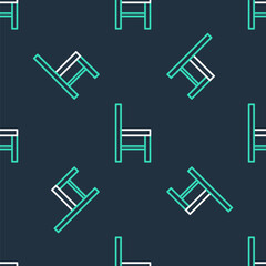 Line Chair icon isolated seamless pattern on black background. Vector