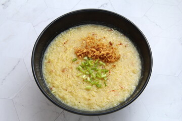 Freshly cooked Filipino food called Lugaw or rice porridge or congee