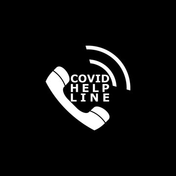  Covid Help Line Icon Isolated On Dark Background