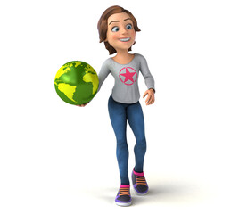 Fun 3D illustration of a cartoon teenage girl