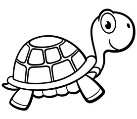 Vector outlined turtle cartoon design - 423652799