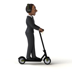 Fun 3D illustration of a fun business man on an electric scooter © Julien Tromeur