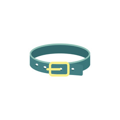Leather dog or cat collar with metallic buckle, belt for control of pet.