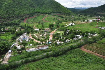 Fototapeta na wymiar Take a helicopter ride to see Ratchaburi attractions