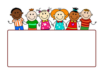 Banner kids cartoon vector illustration