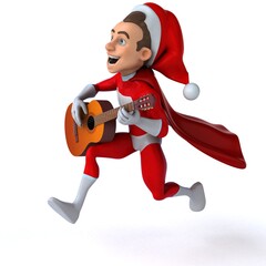 Fun 3D illustration of a fun super santa claus