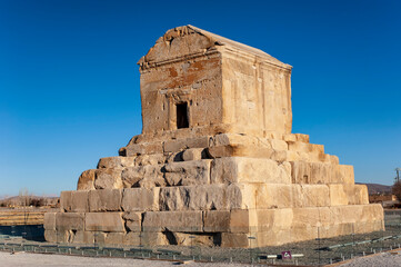 Obraz premium Tomb of King Cyrus the Great, the founder of the first Persian empire, located in Pasargadae near Shiraz, Iran