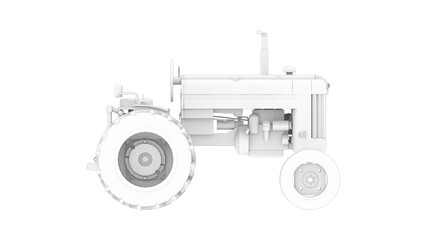 3D rendering of a vintage tractor vehicle agriculture machine is