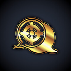 Gold Target financial goal concept icon isolated on black background. Symbolic goals achievement, success. Vector
