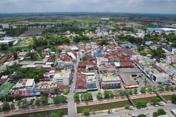 Obraz premium Take a helicopter ride to see the Suphanburi attractions.