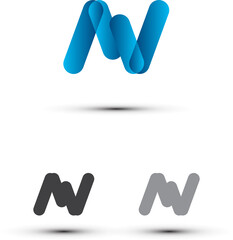 N or w W letter logo with gradient colors (blue)