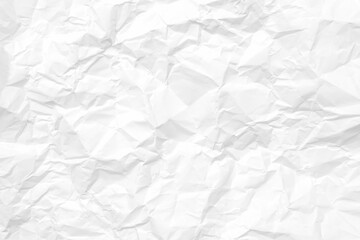 White crumpled paper texture background.
