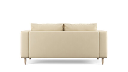 Modern beige leather upholstery sofa on isolated white background. Furniture for modern interior,...