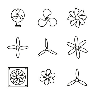 Vector set of icons of fans