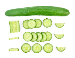 Top view of Cucumber isolated on white background