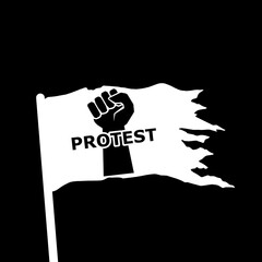 Democracy flag protest icon isolated on dark background