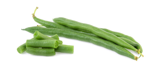 Green beans isolated on white background.