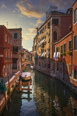 Obraz na płótnie Canvas Venice cityscape, buildings, water canal and bridge. Italy