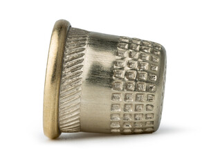 Metal sewing thimble isolated on white