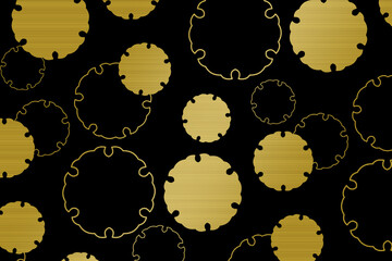 メタリックな背景　長方形　ゴールド　雪輪模様