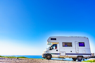 Rv caravan camping on sea shore