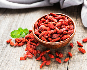 Dry red goji berries for a healthy diet.