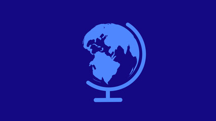 Aqua color planet icon on blue background, 3d earth icon